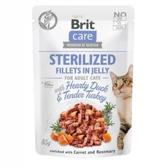Brit Care Cat Jelly Sterilized ankka & kalkkunafillee hyytelössä 85 g