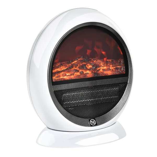 LED Sähkötakka Mini Pöytätakka Kaminauuni Liekkiefektillä 1500W ABS-muovi Valkoinen 30,5 x 18 x 35 cm, balta