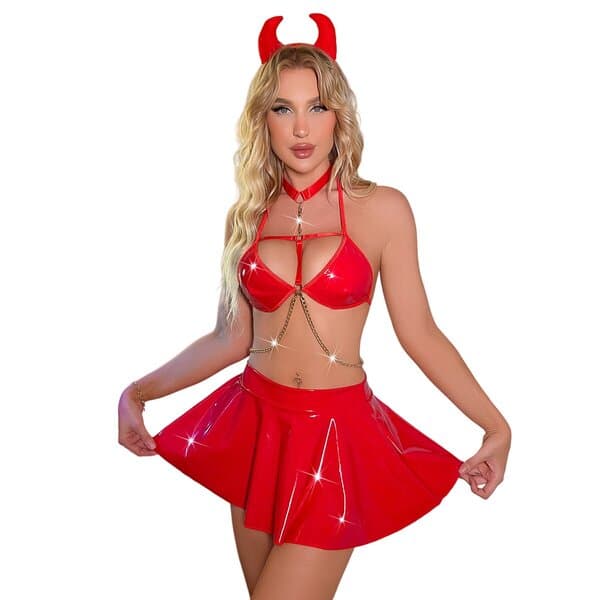 Seksikäs alusasusetti Sexy Devil, punainen