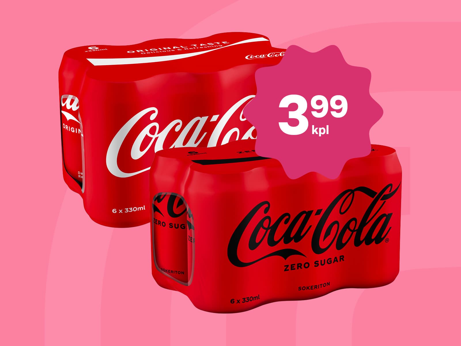 Coca-Cola, Fanta ja Dr. Pepper 6x0,33l virvoitusjuomat
