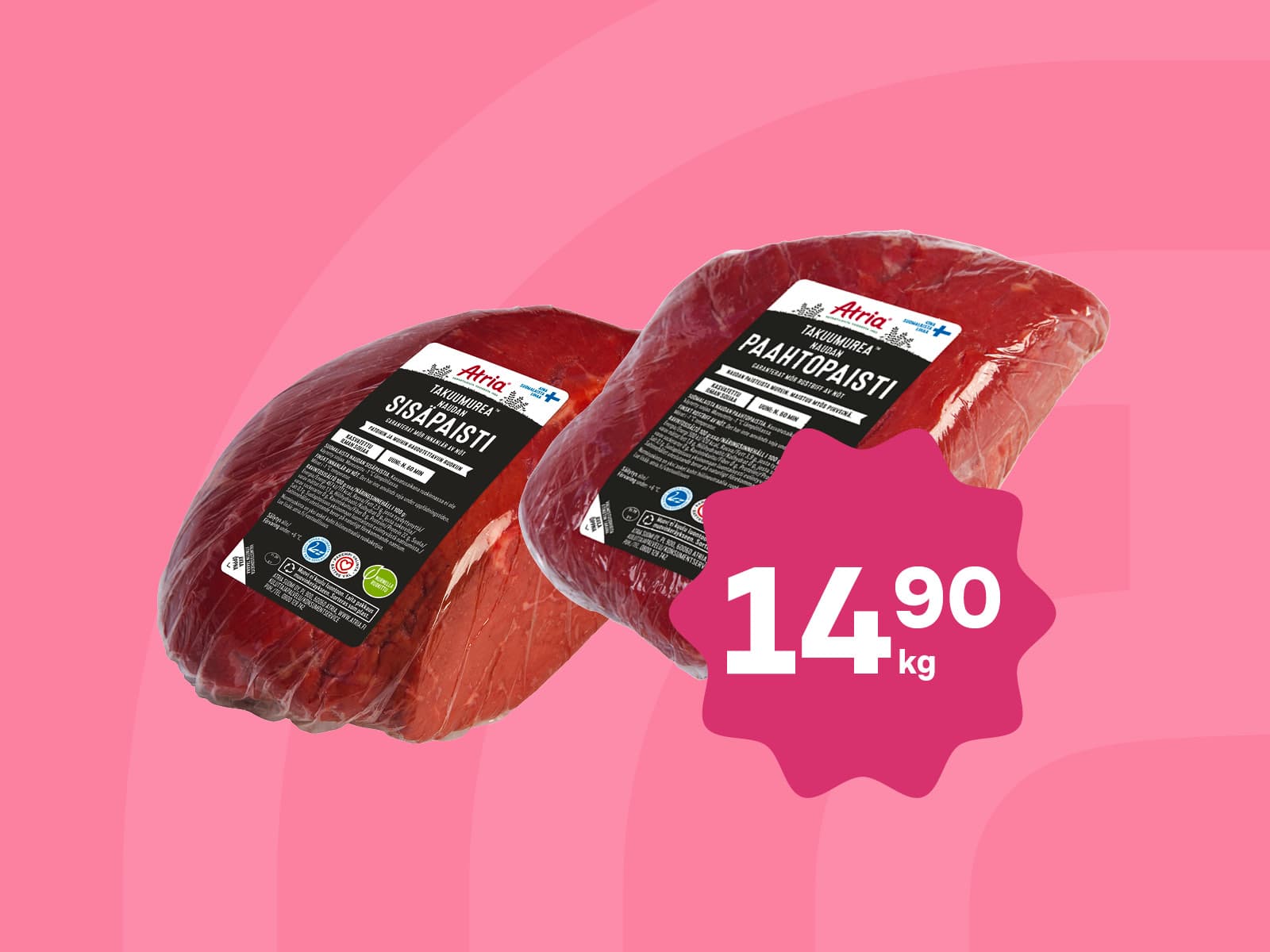 Naudan paahto- tai sisäpaisti: 14,90 € / kg