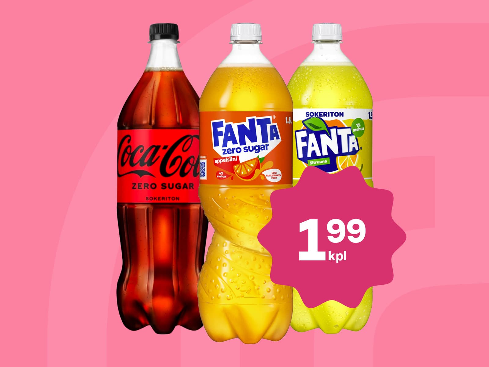 Coca-Cola, Fanta ja Sprite 1,5l virvoitusjuomat