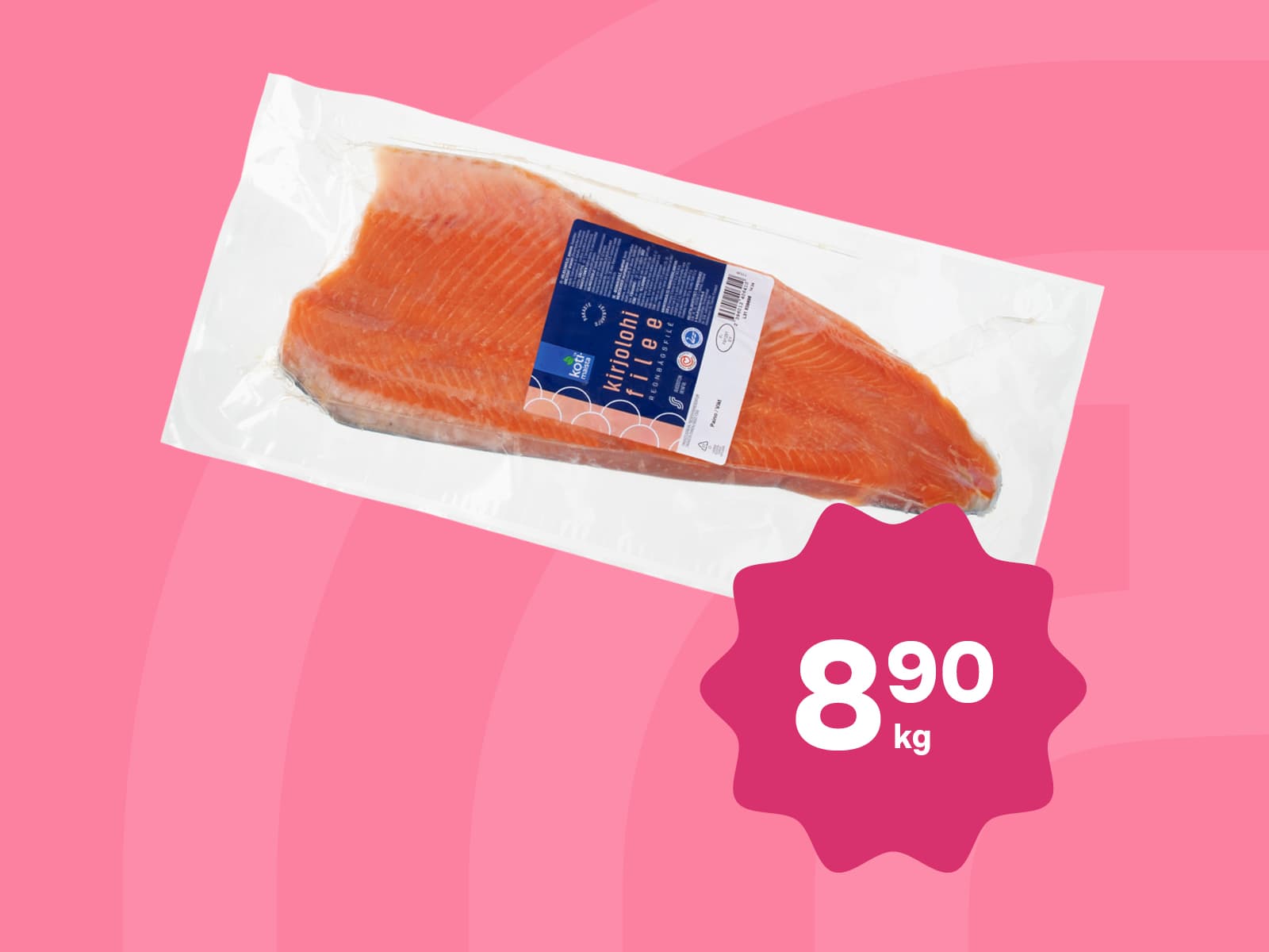 Kotimaista pakastekirjolohifilee: 8,90 € / kg