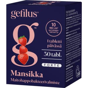 Gefilus Forte mansikka maitohappobakteeri-D3-C-vitamiinivalmiste purutabletti 30tabl ravintolisä