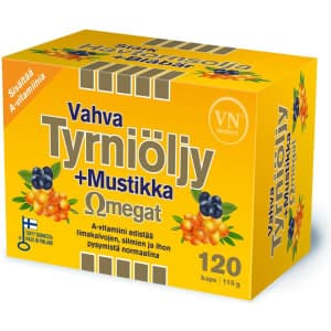 Vahva Tyrniöljy+Mustikka Omegat 120 kaps. rasvahappovalmiste