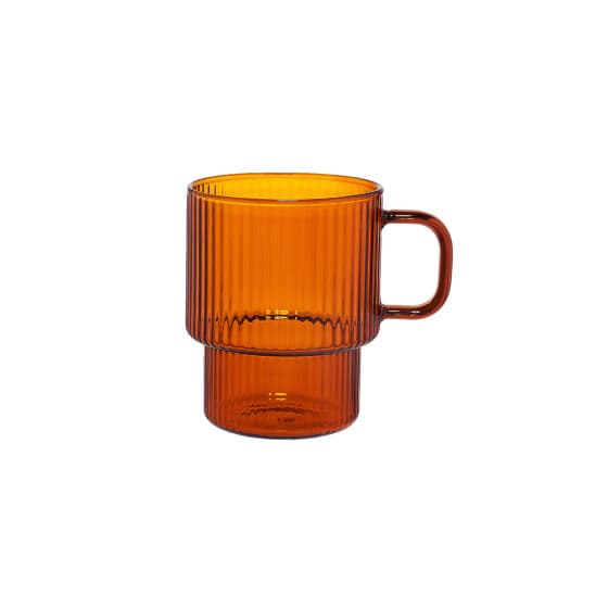 Uritettu lattelasi kahvalla CHiATO, 260 ml – ruskea