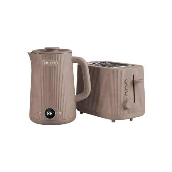CHiATO aamiaissarja (heatPLAY vedenkeitin + toastPLAY leivänpaahdin) – ruskeanharmaa