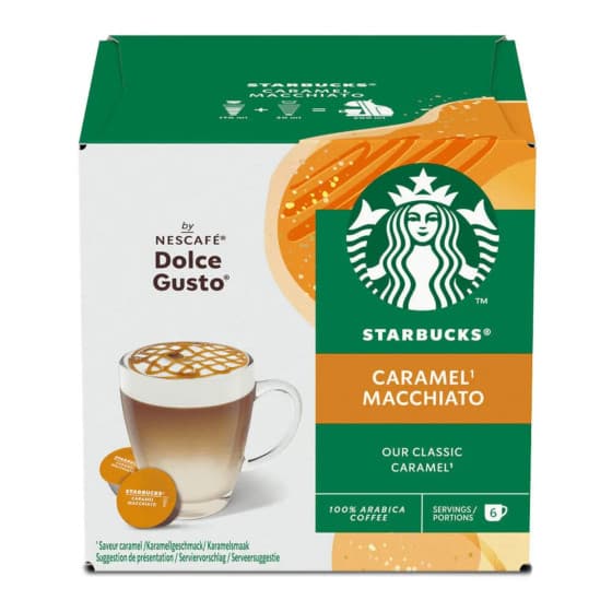 NESCAFÉ® Dolce Gusto® koneisiin sopivat kahvikapselit Starbucks Caramel Macchiato, 6+6 kpl.