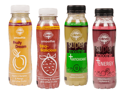 SOLEVITA Super- tai hedelmä-smoothie 4 kpl
