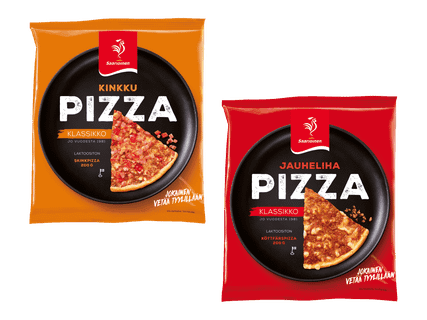 SAARIOINEN Jauheliha- tai kinkkupizza 4 kpl