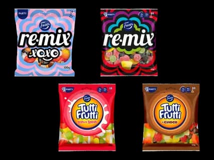 FAZER Re-mix- tai Tutti Frutti -karkkipussi 2 kpl