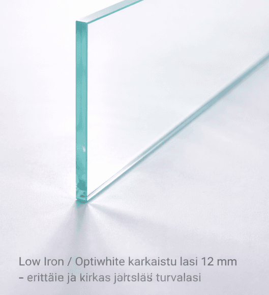Low Iron / Optiwhite karkaistu lasi 12 mm