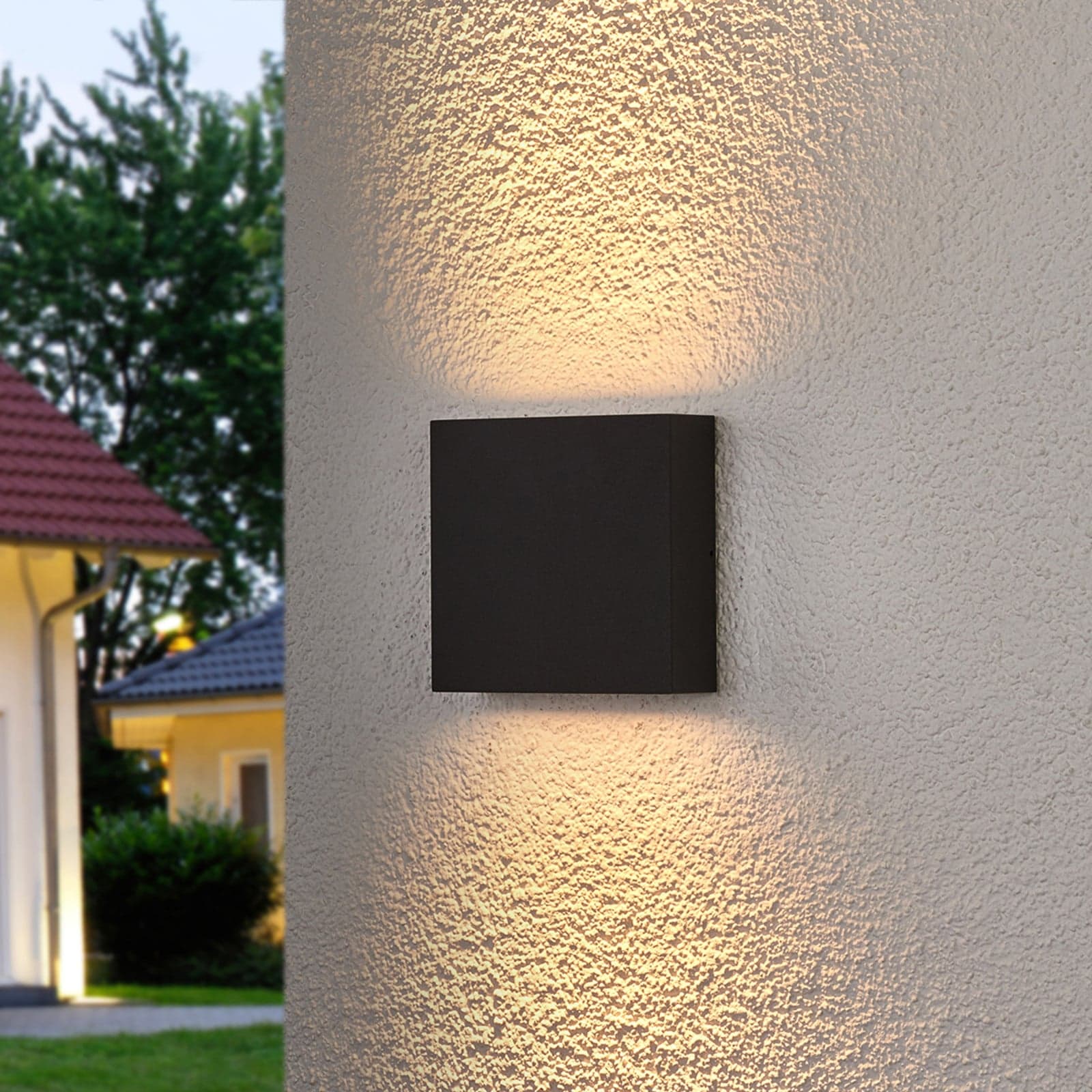 Trizy LED Square Ulko Seinävalaisin Graphite - Lucande Trixy - Moderni - Metalli - Kulmikas
