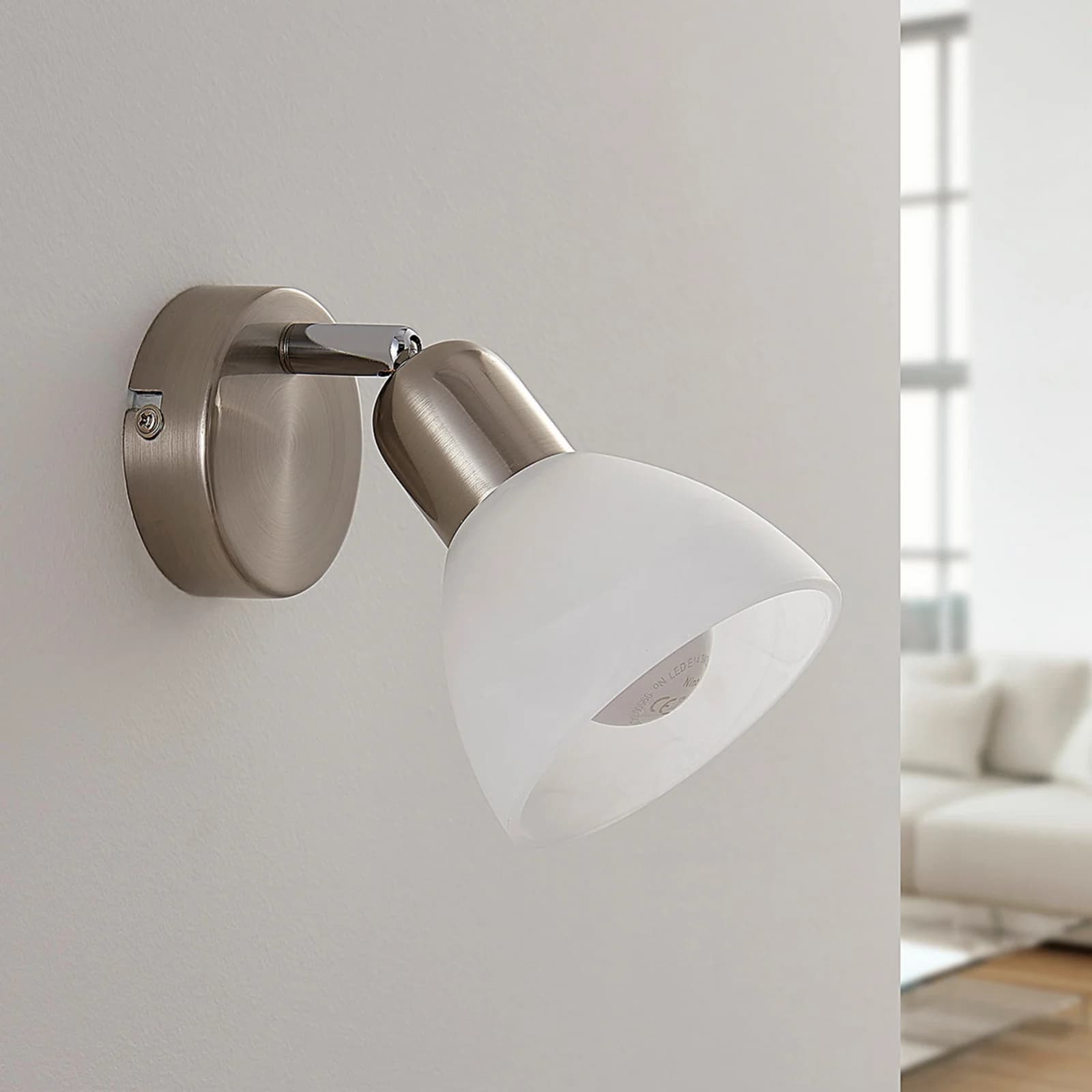 Paulina LED Seinävalaisin Satin Nickel/White - Lindby - Olohuone - Moderni - Metalli - Yksilamppuinen