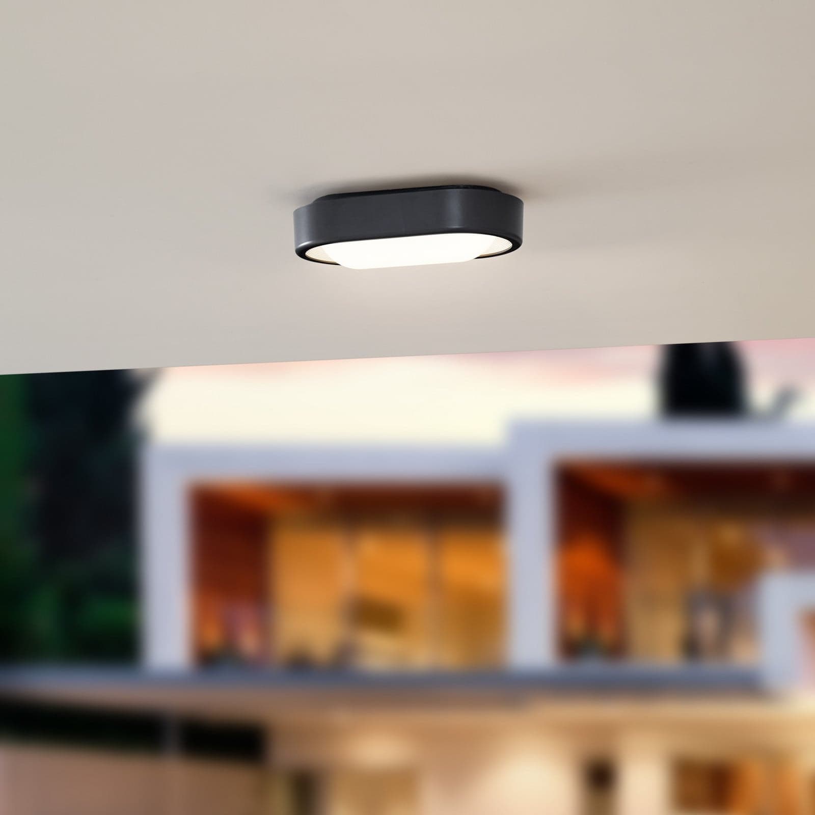 Niniel Oval LED Ulko Kattovalaisin Black/White - Lindby - Terassi - Moderni - Muovi - Yksilamppuinen -66%
