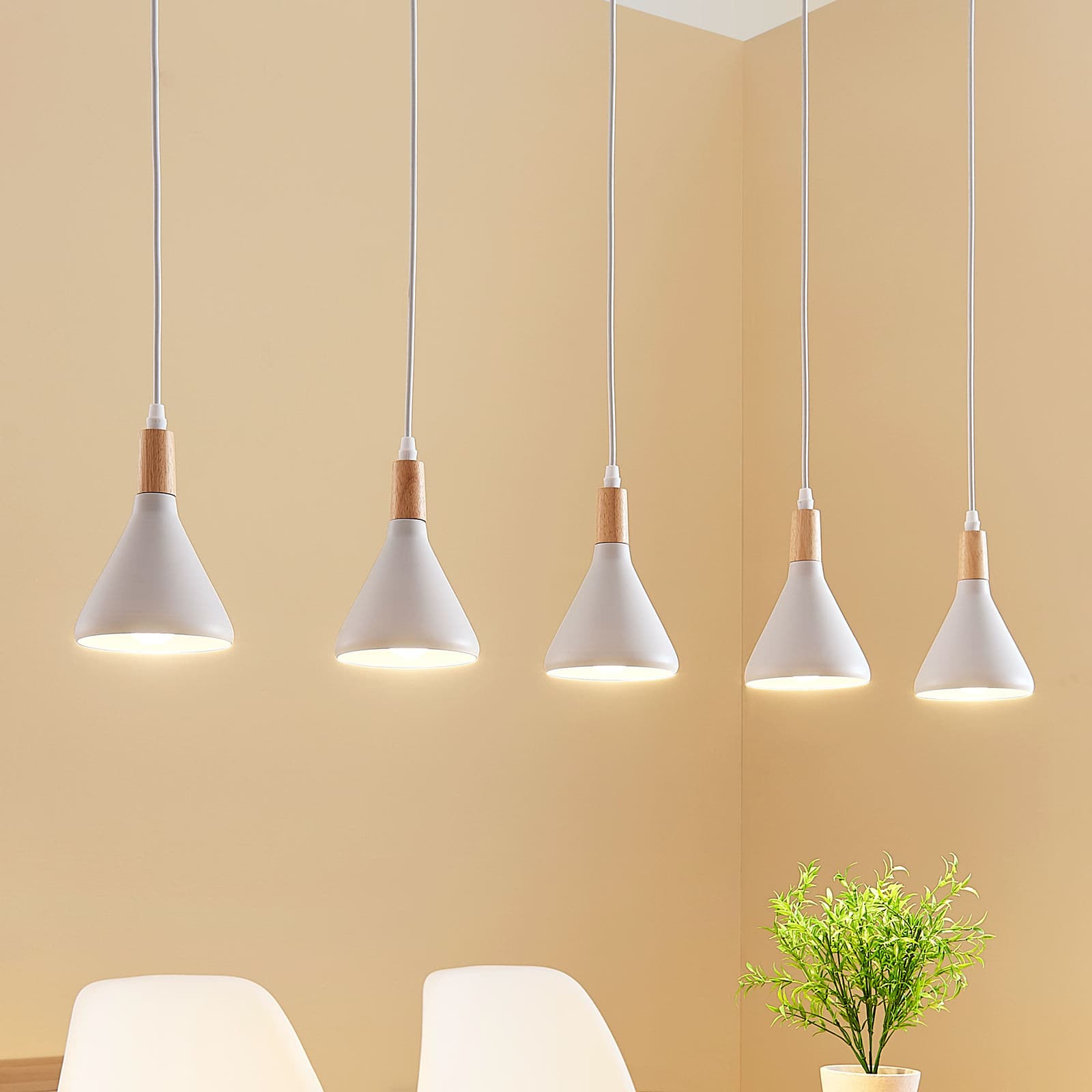 Arina Riippuvalaisin White/Wood - Lindby - Olohuone - Moderni - Metalli - Monilamppuinen
