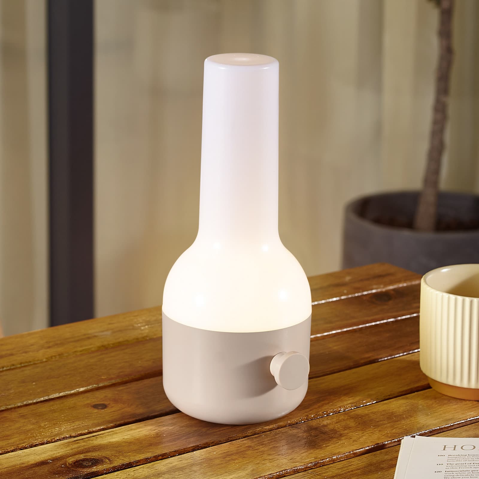 Isaline Portable Pöytävalaisin Dim. IP44 Beige - Lindby - Terassi - Moderni - Muovi