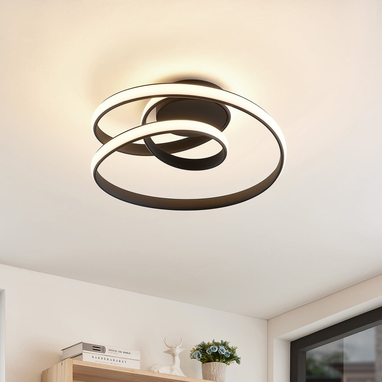 Sakina LED Kattovalaisin Black Lucande - Olohuone - Design - Metalli - Pyöreä -67%