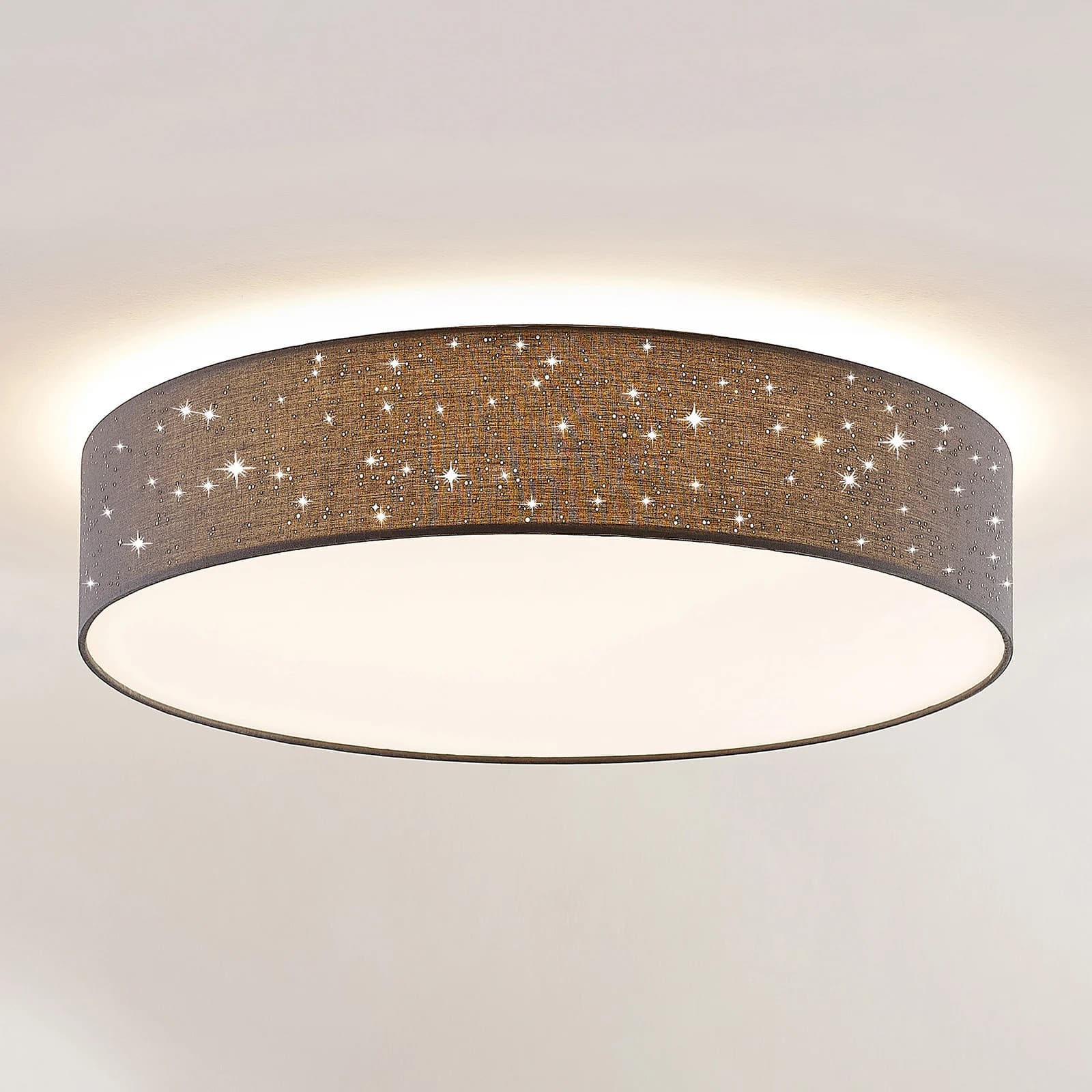 Ellamina LED Kattovalaisin Ø60 Dark Grey - Lindby - Olohuone - Moderni - Kangas / tekstiili - Pyöreä