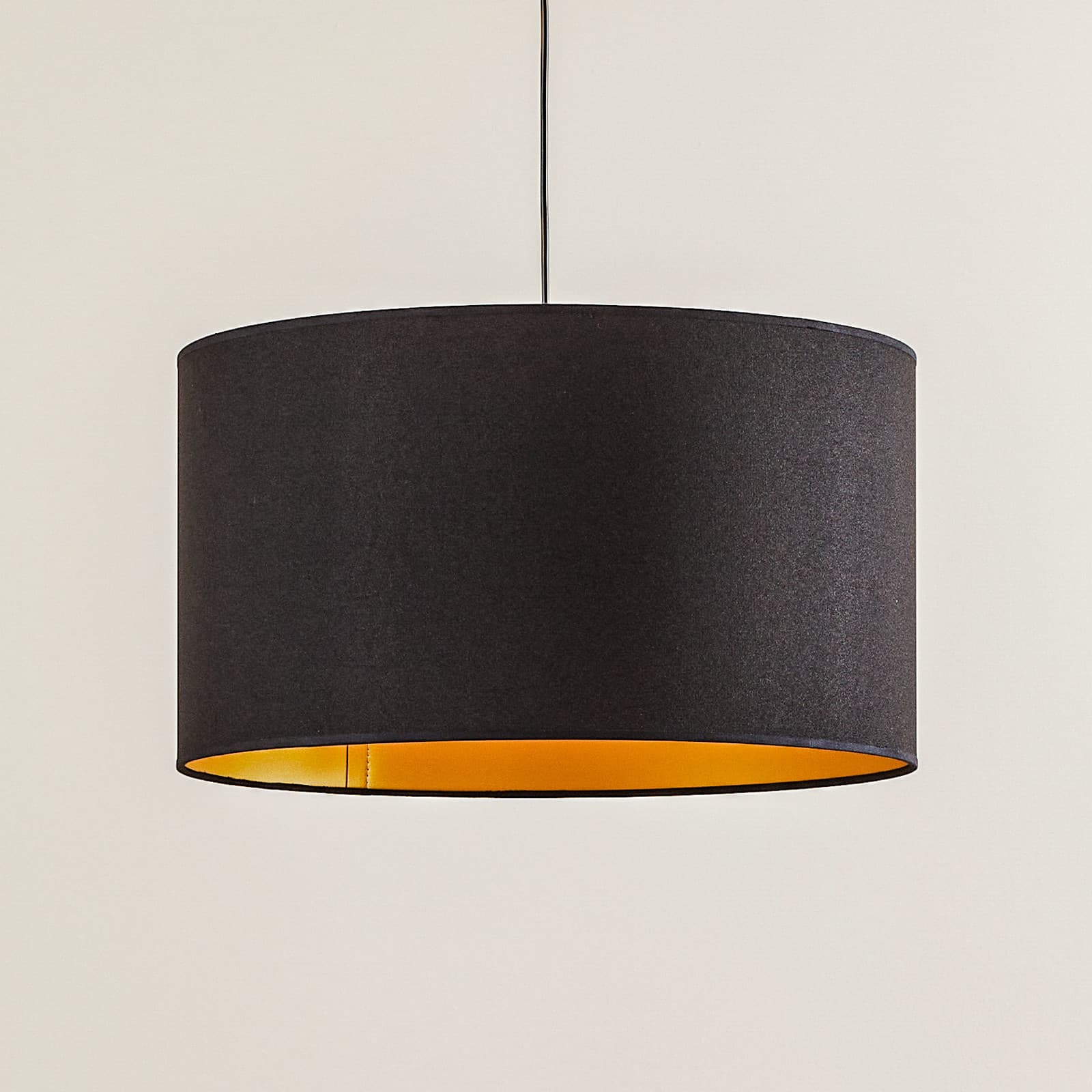 Roller-riippuvalo, musta/kultainen, Ø 45 cm – Duolla - Olohuone - Moderni - Kangas / tekstiili - Yksilamppuinen