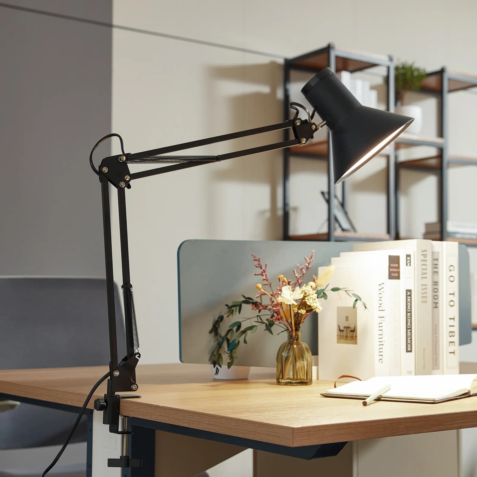 Undra LED Pöytävalaisin Musta - Lindby - Työhuone / toimisto - Metalli - Yksilamppuinen