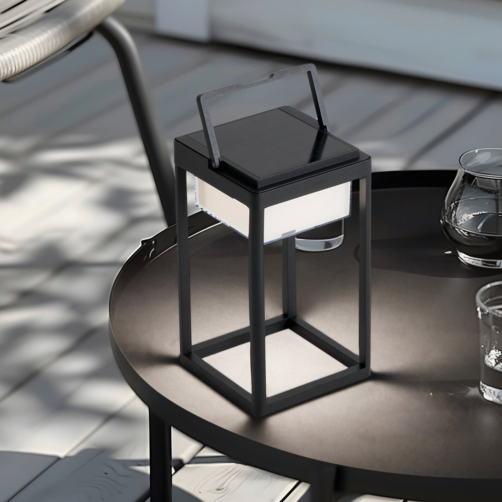 Tilena Square Aurinkokenno Pöytävalaisin Musta - Lucande - Parveke - Moderni - Alumiini - Kulmikas