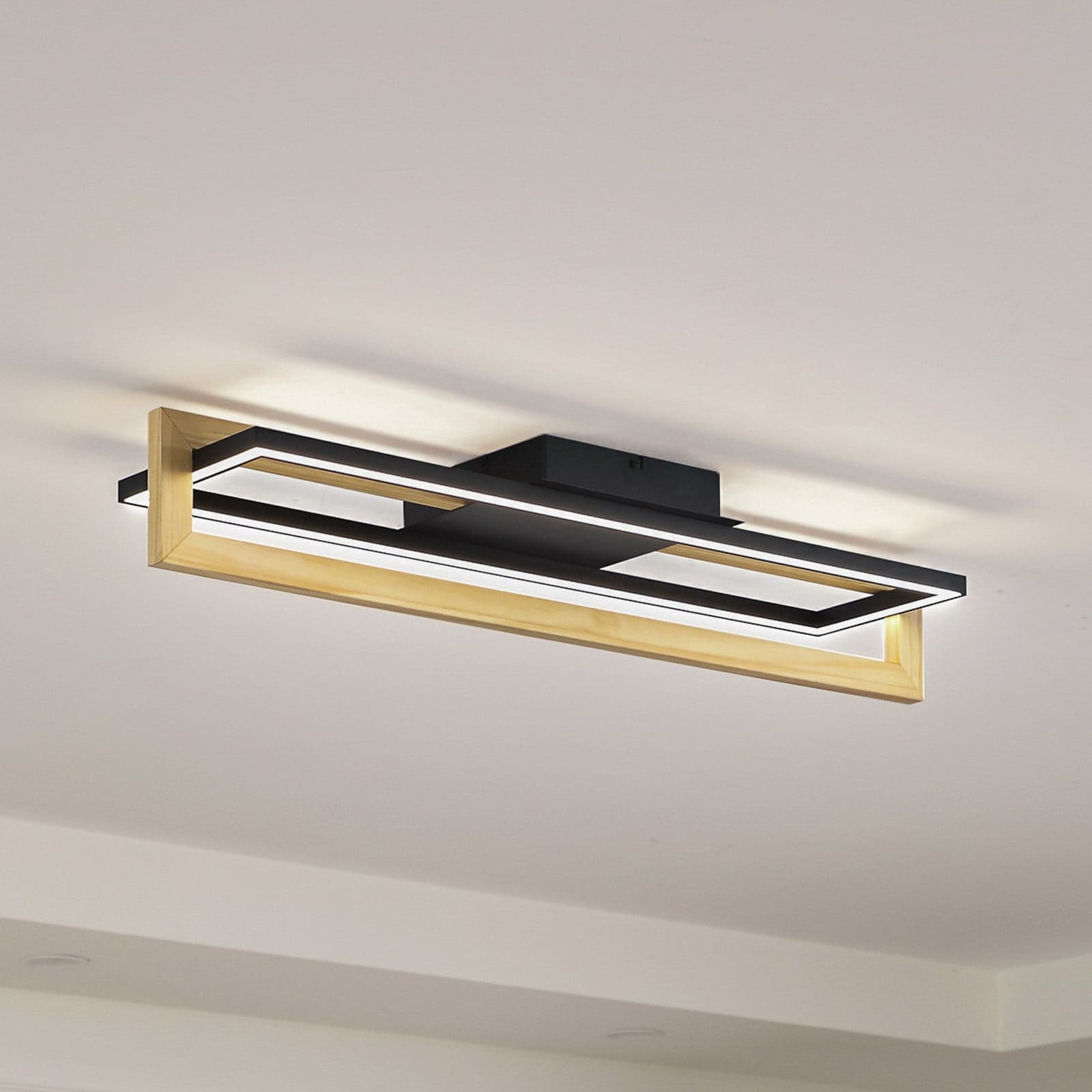 Holamu LED Kattovalaisin L86 Musta/Puu - Lindby - Olohuone - Moderni - Alumiini - Kulmikas -60%