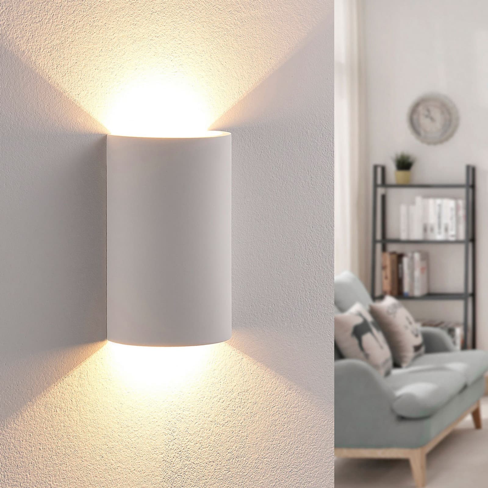 Jenke LED Seinävalaisin Cast White - Lindby - Olohuone - Moderni - Kipsi / savi - Kulmikas