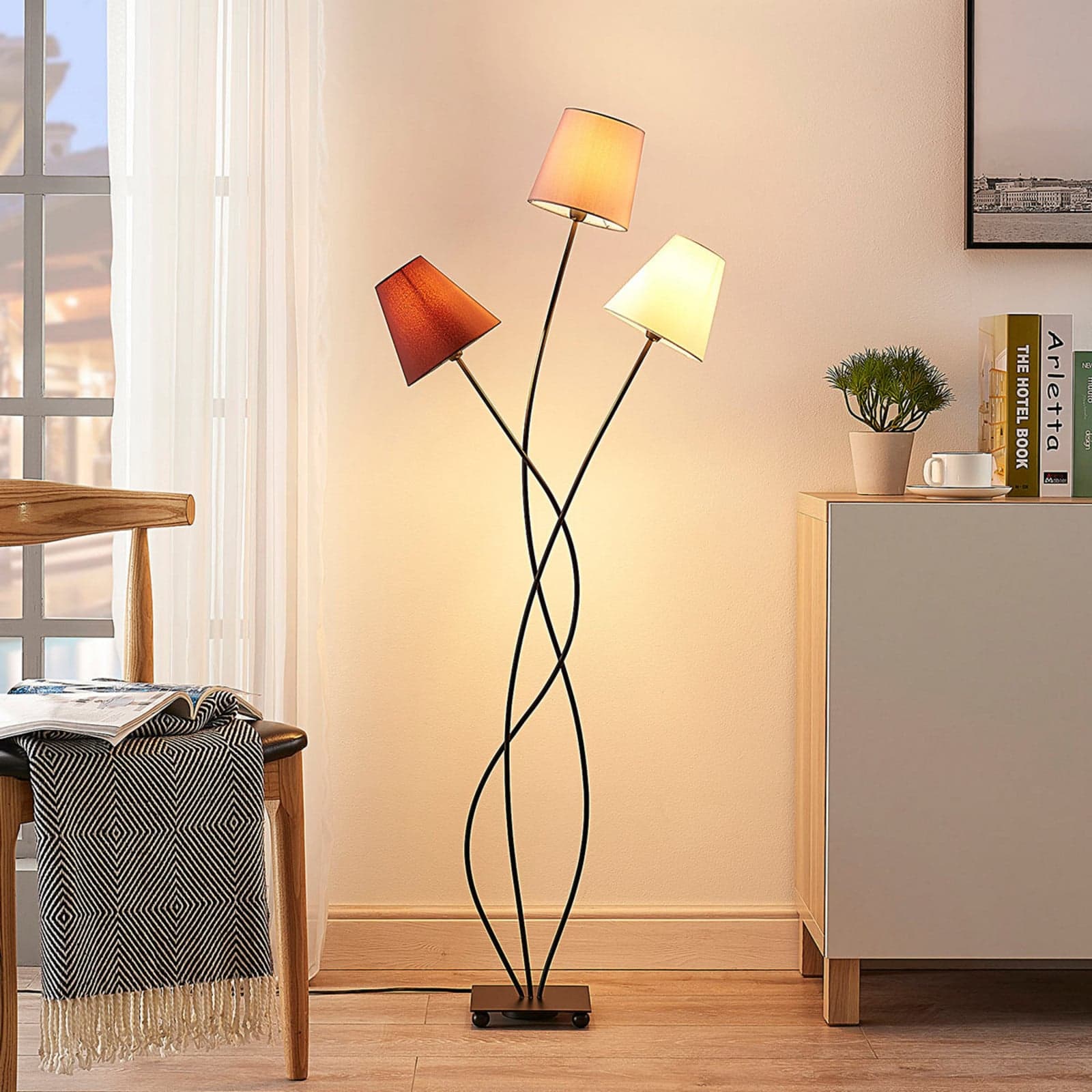 Melis 3 Lattiavalaisin Brown/Grey/Black/Cream - Lindby - Olohuone - Moderni - Kangas / tekstiili - Varjostimella