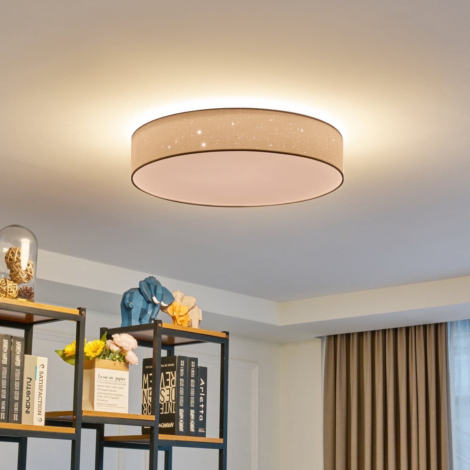 Ellamina LED Kattovalaisin Ø60 White - Lindby - Olohuone - Moderni - Kangas / tekstiili - Pyöreä -61%