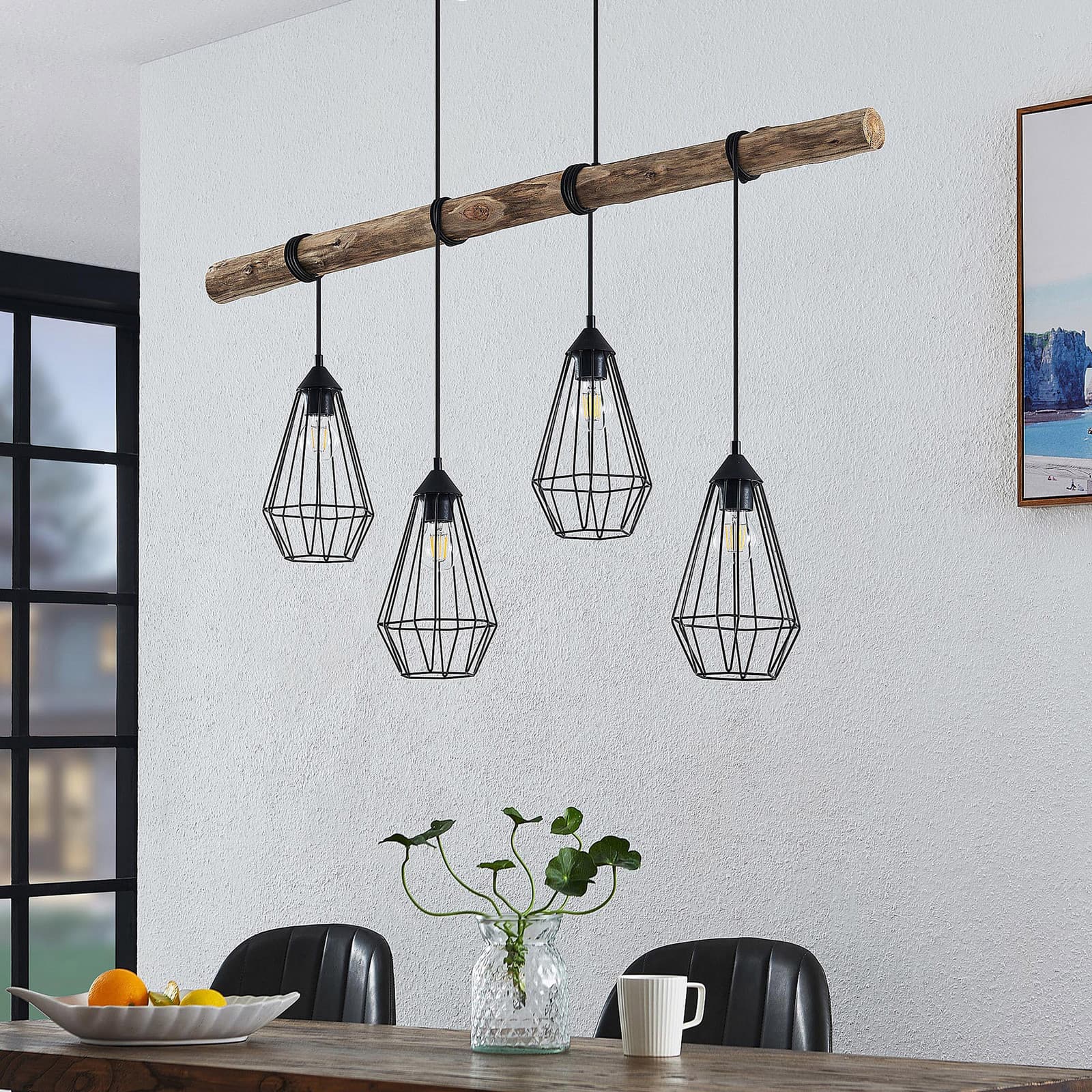 Eldarion 4 Riippuvalaisin Black/Wood - Lindby - Olohuone - Moderni - Metalli - Monilamppuinen