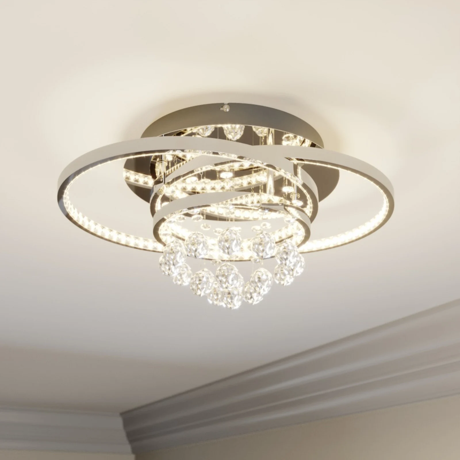 Keely Kattovalaisin S Chrome/Clear - Lucande - Olohuone - Moderni - Metalli - Monilamppuinen
