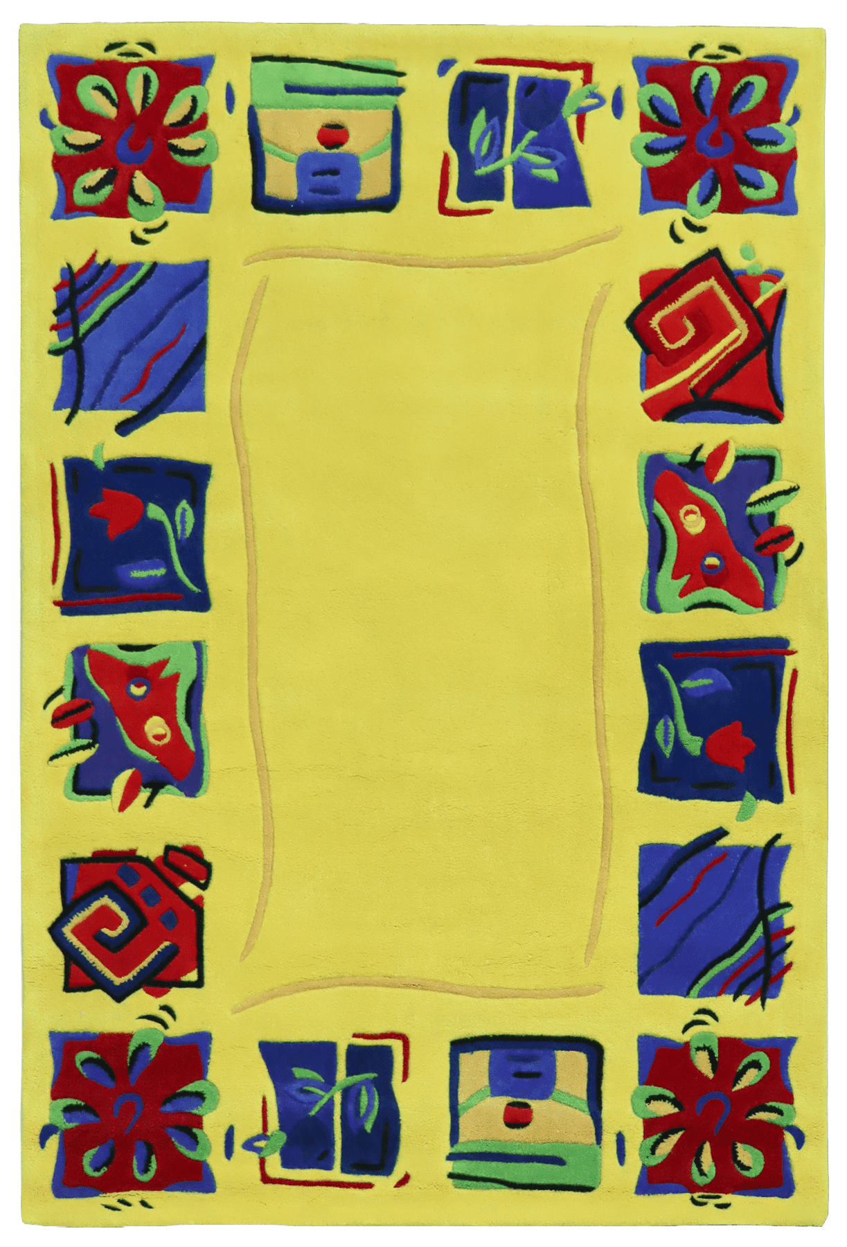 Valencia keltainen tuftattu matto 130x190cm