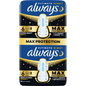 Terveysside Always 12 kpl Ultra Ultimate Night Pads 6