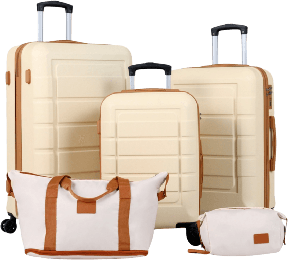 NORTHIX 5-piece Luggage Set, Tsa Lock, Spinner Wheels, Beige