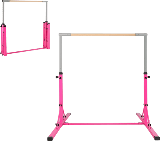 NORTHIX Foldable Gymnastics Bar For Kids, Adjustable Height, Pink