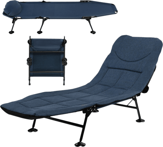 NORTHIX Folding Camping Bed With Adjustable Backrest And Mattress