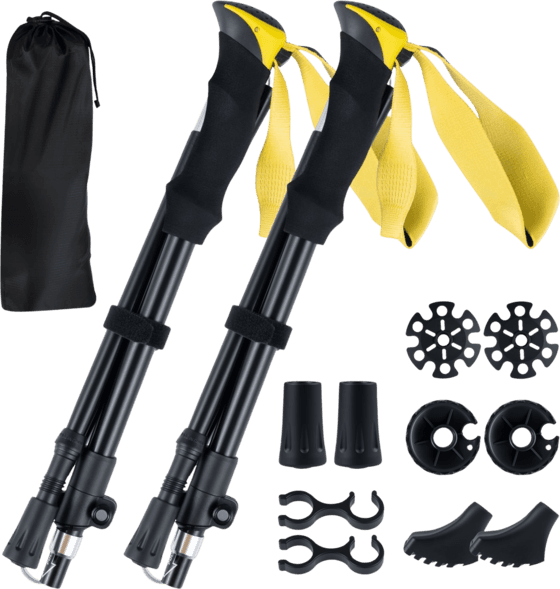NORTHIX Folding Trekking Poles, Quick Lock, 115-130 Cm, Yellow