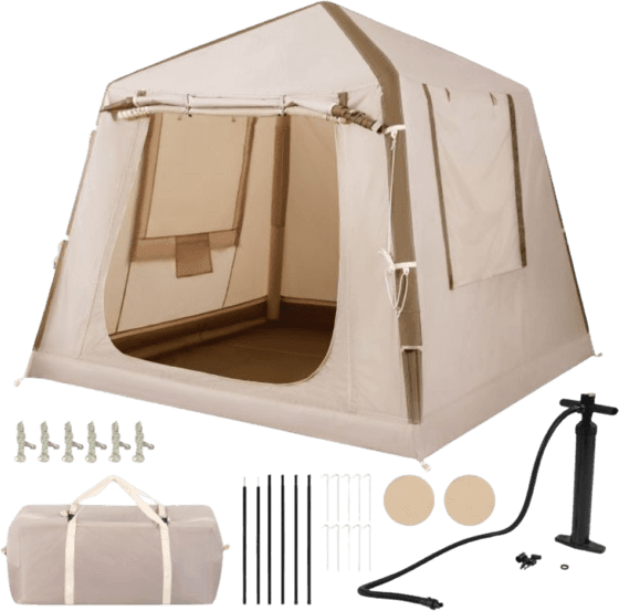 NORTHIX Inflatable Camping Tent, 2-4 Person, Pump, Carry Bag