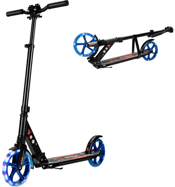 NORTHIX Kids Kick Scooter With Led Wheels, Adjustable Handle, Black/blue