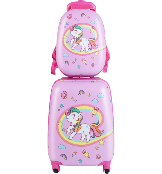 NORTHIX Kids Suitcase Rolling Hard Suitcase 2-piece Carry-on Luggage Set With Spinner Wheels Pink