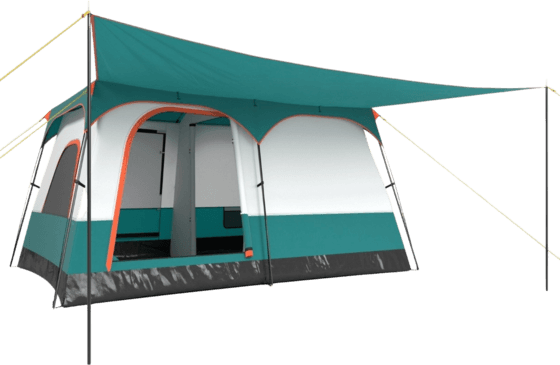 NORTHIX Large Family Camping Tent With 2 Rooms, 2 Entrances, Awning, Floor, Carrying Bag – M