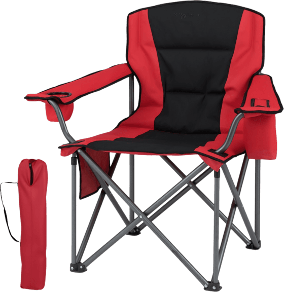 NORTHIX Oversized Camping Chair – Cooler Pouch, Cup Holder, Red