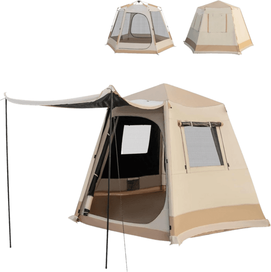 NORTHIX Pop-up Camping Tent, 1-min Setup, 4-6 Person, Beige
