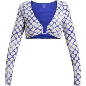 Roxy Artsy Tile Long Sleeves Crop Surf Top Womens
