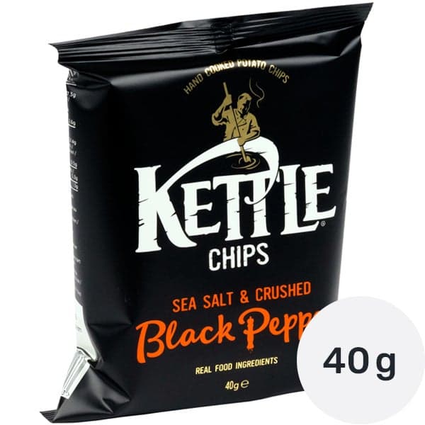 Kettle Chips Sea Salt & Crushed Black Pepper perunalastu 40g