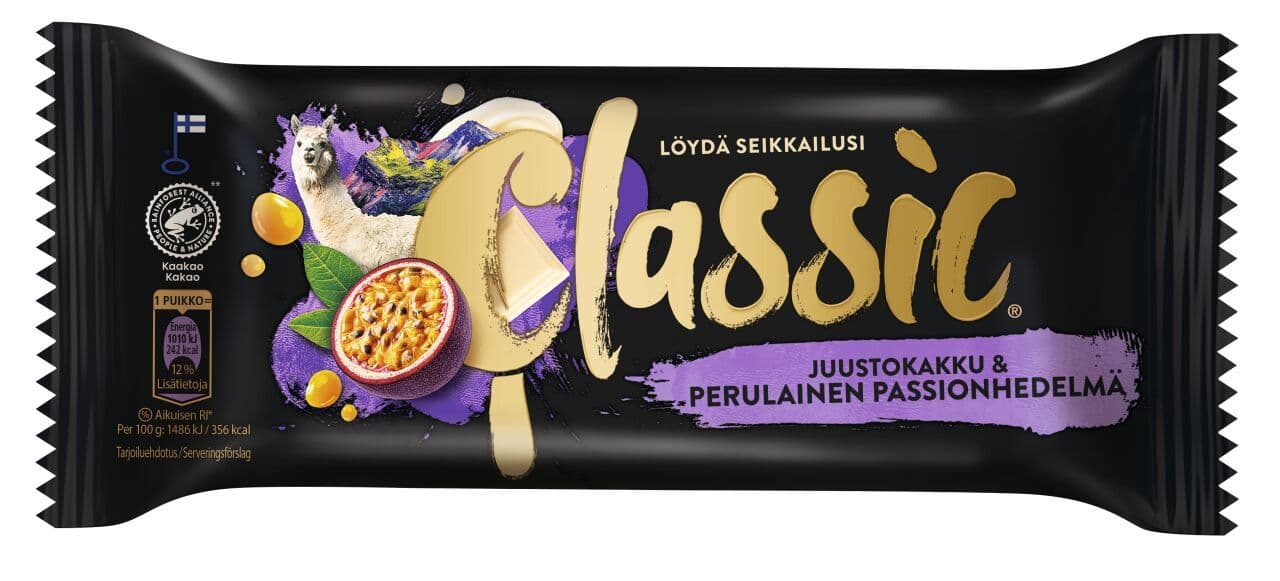 Juustokakku & perulainen passionhedelmä kermajäätelöpuikko 68g