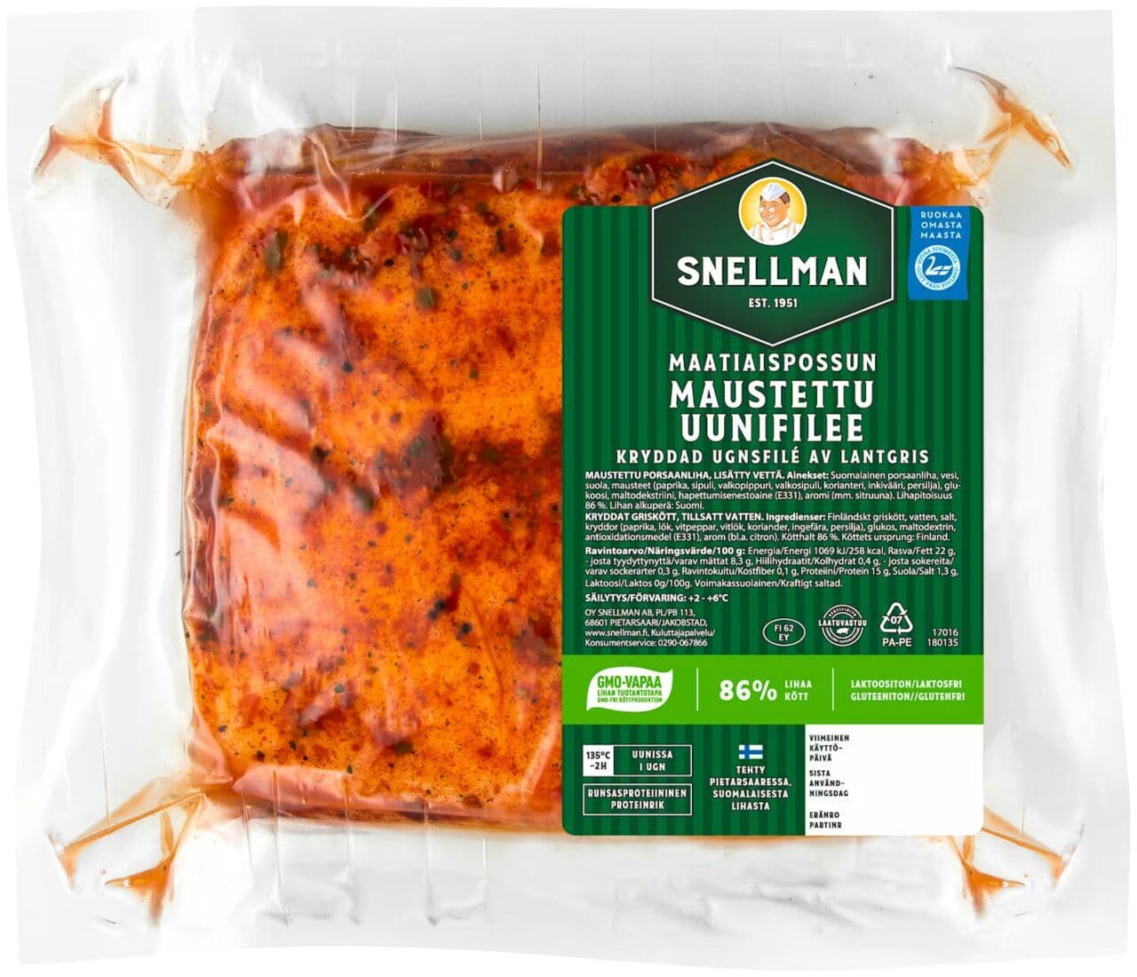 Snellman Maatiaispossun maustettu uunifilee n. 1,2 kg