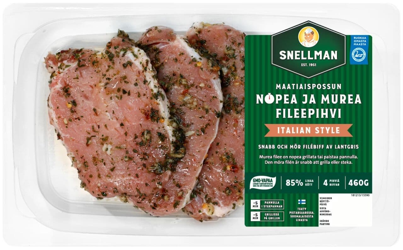Maatiaispossun nopea ja murea fileepihvi Italian style 4 kpl