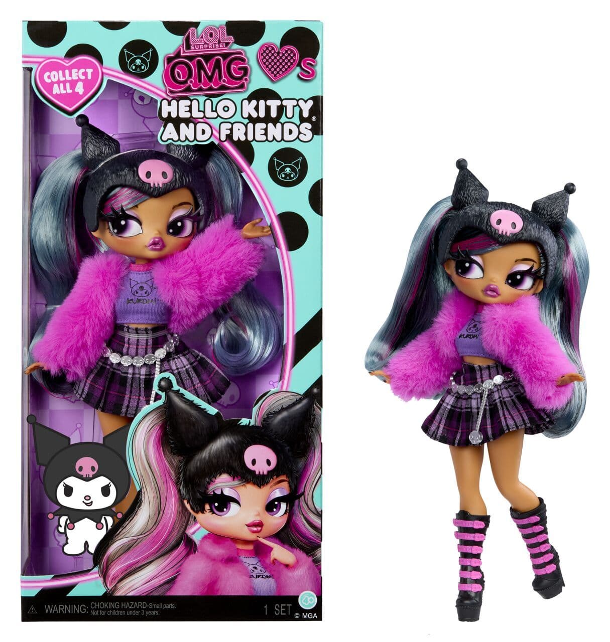 OMG Hello Kitty- Kuromi Muotinukke
